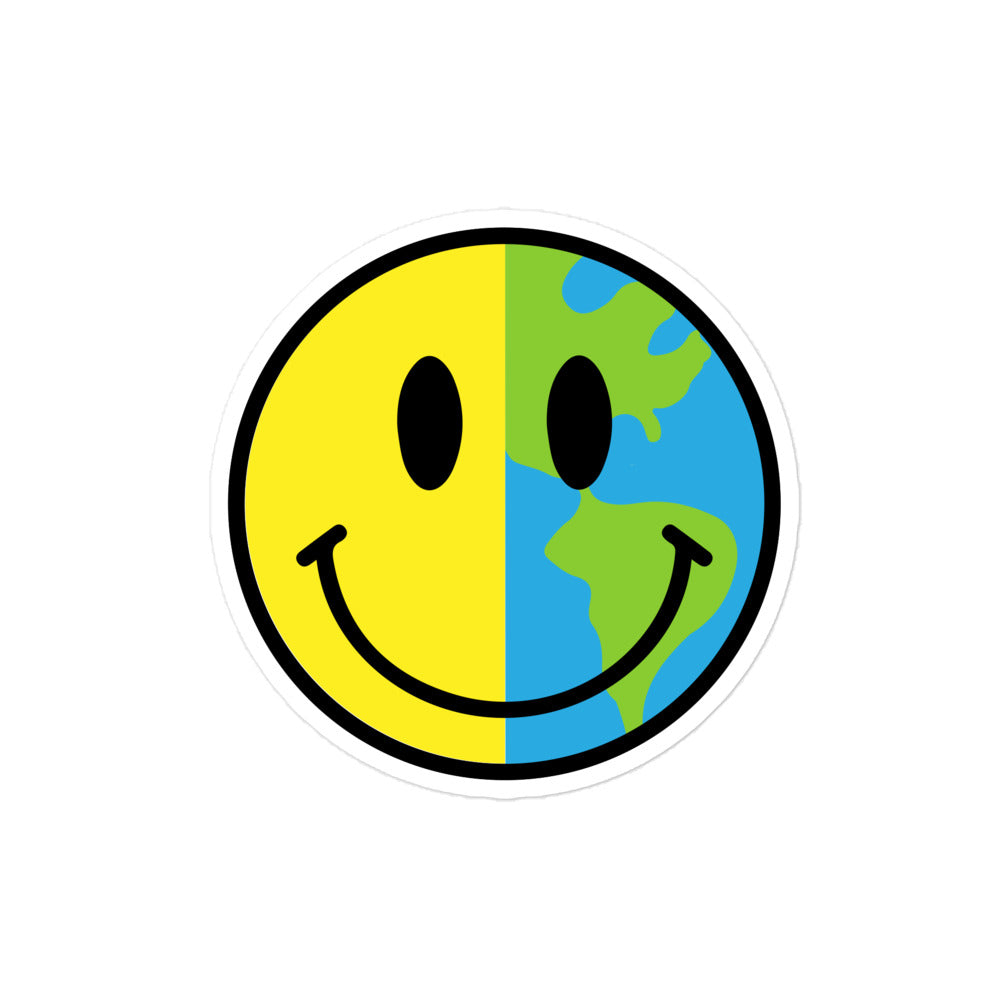 Half Smiley - Half Globe Sticker